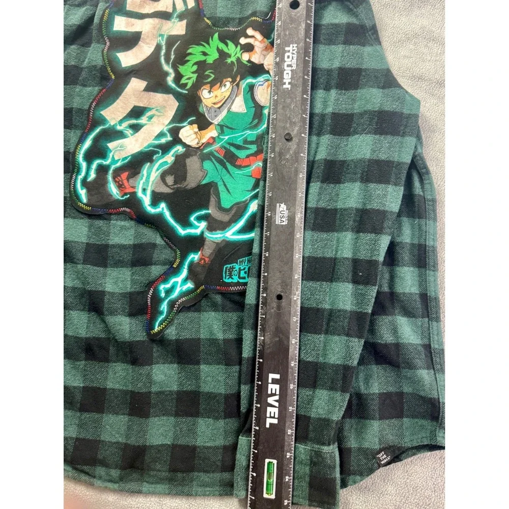Vans My Hero Academia Deku Custom Plaid Flannel Shirt Mens Large‎ Green Black